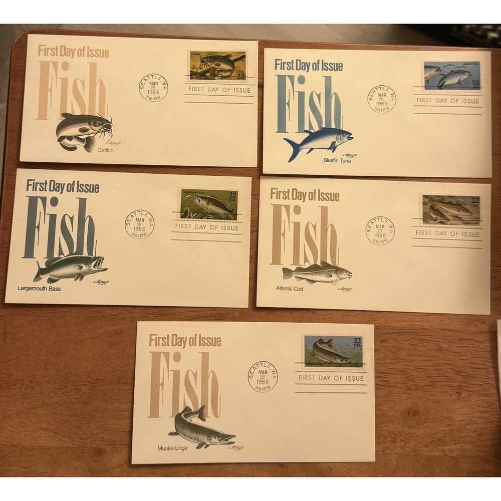 American‎ Fish 1986 #2205-09 - FDC Artmaster Cachet- 5 Covers